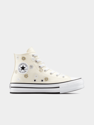 Converse Junior Grade-School Chuck Taylor All Star Lift Florals Cream/White Sneakers