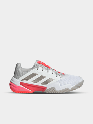 adidas Womens Barricade White/Champagne/Red Tennis Shoes