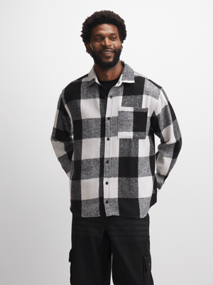 Jet Men's Black/White Flannel Check Shirt