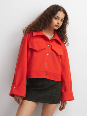 The FIX Women's Orange Melton Shacket