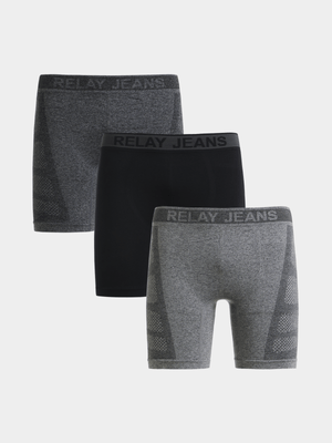 Relay Jeans Men's 3 Pack Grey/Black Boxers
