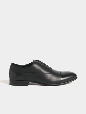Markham Men's Oxford Hi Shine Toe Cap Black Smart Shoes