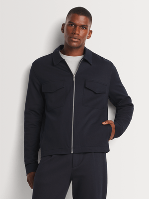 Men's Markham Smart Knit Cargo Zip Co-ord Navy Jacket