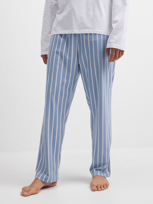 Exact Men's Blue & White Striped Flannel Sleep Pants