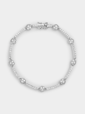 Sterling Silver Cubic Zirconia Multi-Stone Bracelet