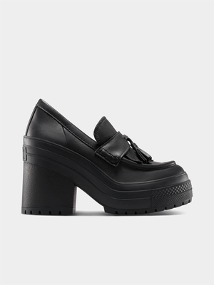 Converse Women's De Luxe Heel Black Loafer Heel