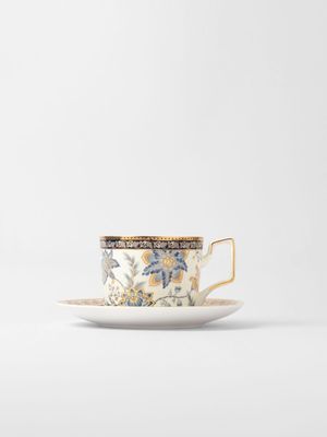 Florentina Gold Rim Cup & Saucer Blue