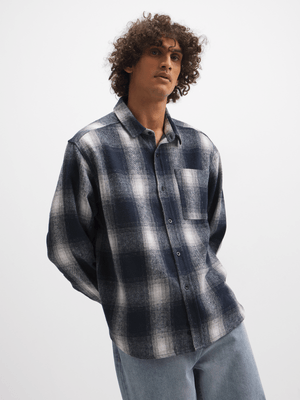 Jet Men's Navy/White Flannel Check Shirt