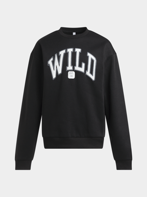 Exact Older Boy's Black Graphic Print Sweat Top