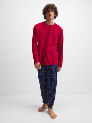 Jet Men's Burgundy/Navy Flannel Pyjama Set