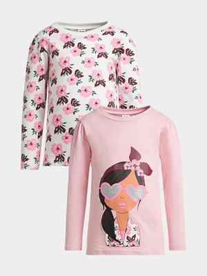 Jet Younger Girls Pink 2 Pack T-Shirts