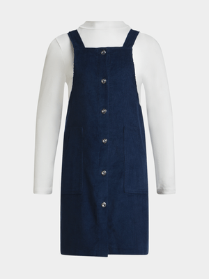 Jet Older Girls Navy Button Dress
