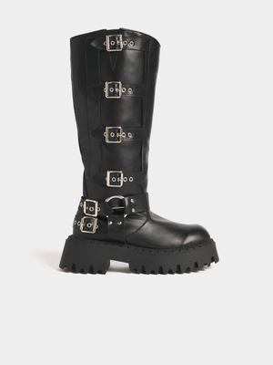 The FIX Women's Black Buckle Boots