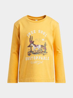 Exact Older Girl's Yellow Graphic Print T-Shirt