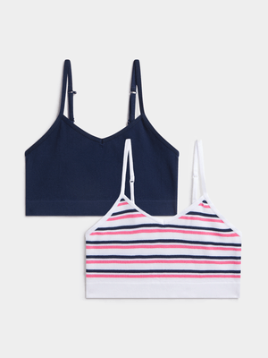 Jet Teen Girls Navy/White 2 Pack Seamless Crop