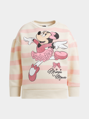 Jet Younger Girls Blush Stripe Minnie Mouse Active Top