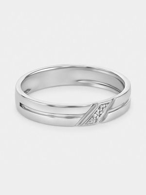 Sterling Silver & Diamond Men's Wedding Band