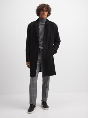 Jet Men's Black Melton Coat