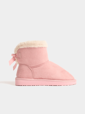 Jet Older Girls Pink Boot Slippers
