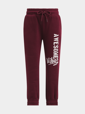 Jet Younger Boys Burgundy Active Pants