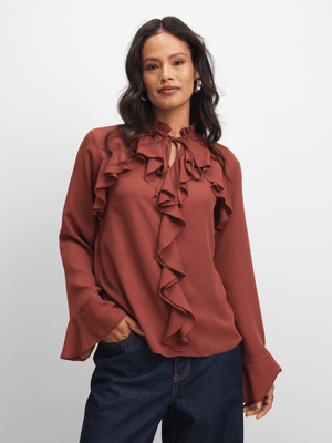 Exact Women's Rose Pink Ruffle Blouse