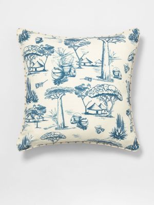 Kim Williams x Molebatsi Toile Du Sud Scatter Cushion Navy 55x55cm