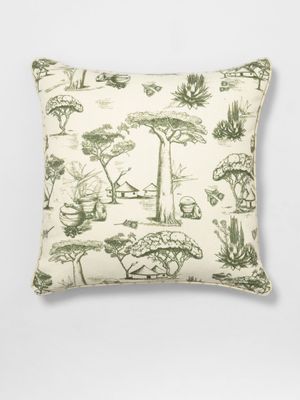 Kim Williams x Molebatsi Toile Du Sud Scatter Cushion Green 55x55cm