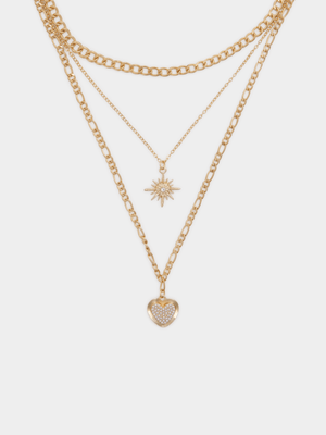 Jet Women's Gold 3 Layer Necklace