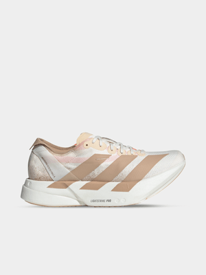 adidas Womens Adizero Adios Pro 4 Chalk White/Warm Sandstone Runing Shoes