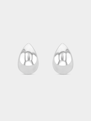 Sterling Silver Bold Curved Teardrop Earrings
