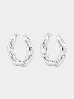 Sterling Silver Bold Paperclip Hoop Earrings
