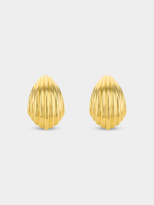 Gold Plated Sterling Silver Textured Shell Drop Earrings