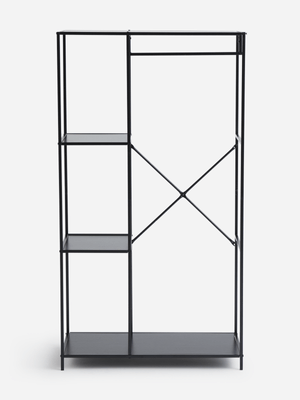 H & S Collection Black Wall Rack With MDF Top