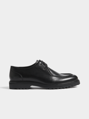 Fabiani Men's Black Apron Toe Derby
