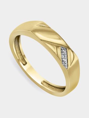 Yellow Gold Diamond Men’s Wrap Over Wedding Band
