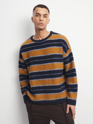 The FIX Men's Yellow & Navy Striped Grunge Sweater