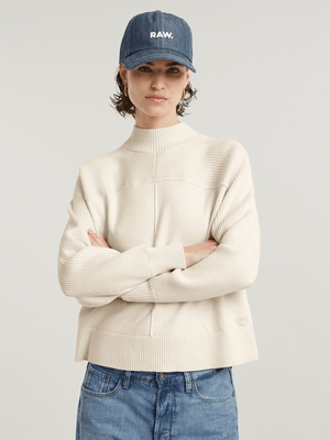 G-Star Women's Boxy Mock Ecru Jumper