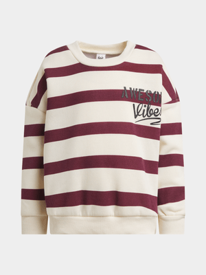 Jet Younger Boys Burgundy/Cream Stripe Active Top