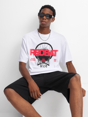 Redbat Men's White Graphic T-Shirt
