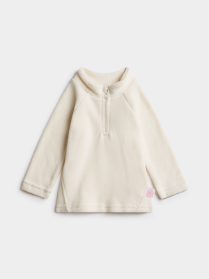 Jet Toddler Girls Cream 1/4 Zip Active Top