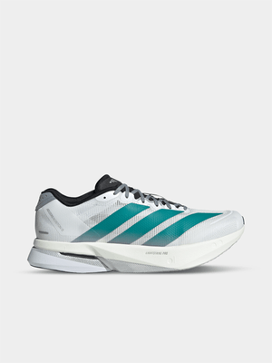 adidas Mens Adizero Boston 13 Cloud White/Pure Teal/Grey Running Shoes