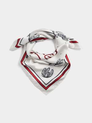 Archive Unisex Ecru/Print Scarf