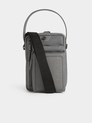 Fabiani Men's Charcoal Nylon Reporter Bag