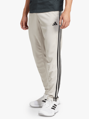 adidas Mens Train Essential 3-Stripes Beige/Black Training Pants