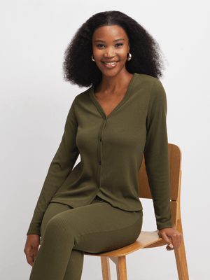 Jet Women's Fatigue Ribbed Cardigan