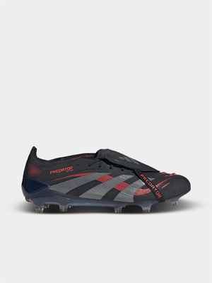 adidas Mens Predator Elite FG Fold-Over Tongue Black/Grey/Red Boots