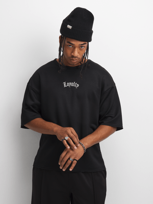 The FIX Men's Black Loyalty Print  Graphic Top