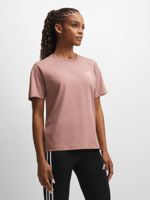 adidas Womens Lounge Verbiage Graphic Warm Clay Tee