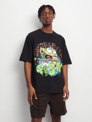 The FIX Men's Black Spongebob On The Deck Graphic Top