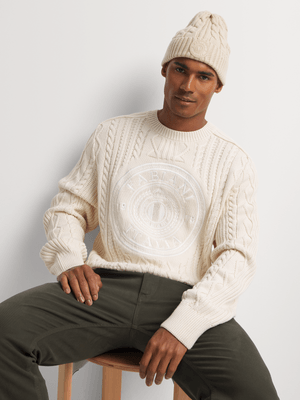Fabiani Men's Natural Embossed Knit Sweater